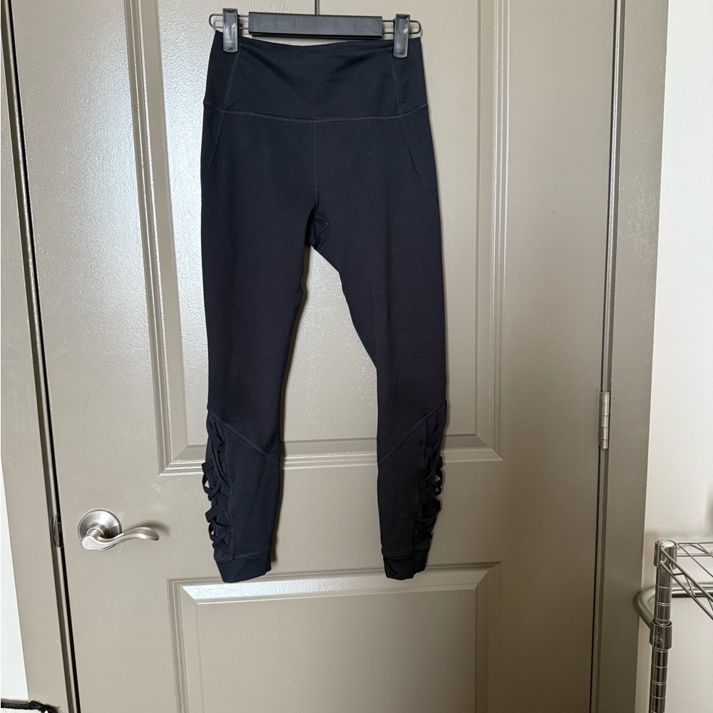 Fabletics Black Leggings with Lace Detail